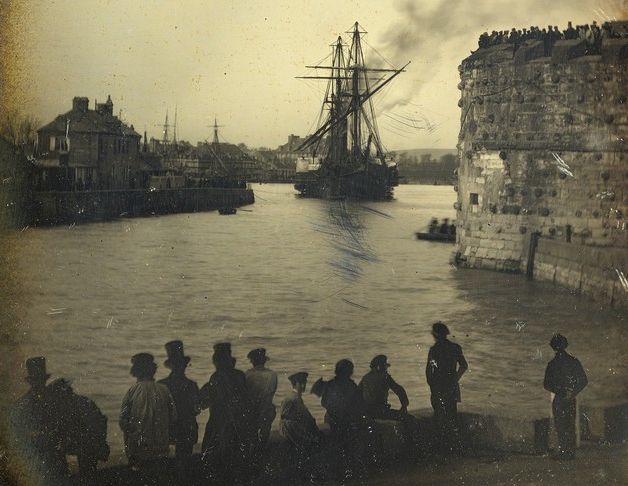 Navire quittant le port du Havre 1851